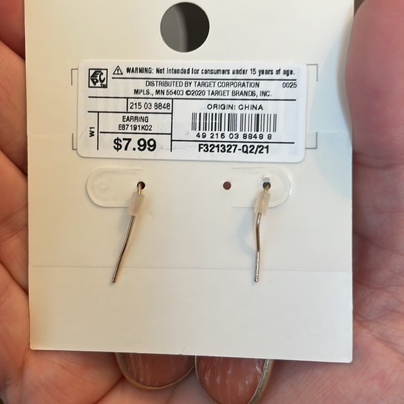 A New Day coral and white marble Earrings - Picture 3 of 3